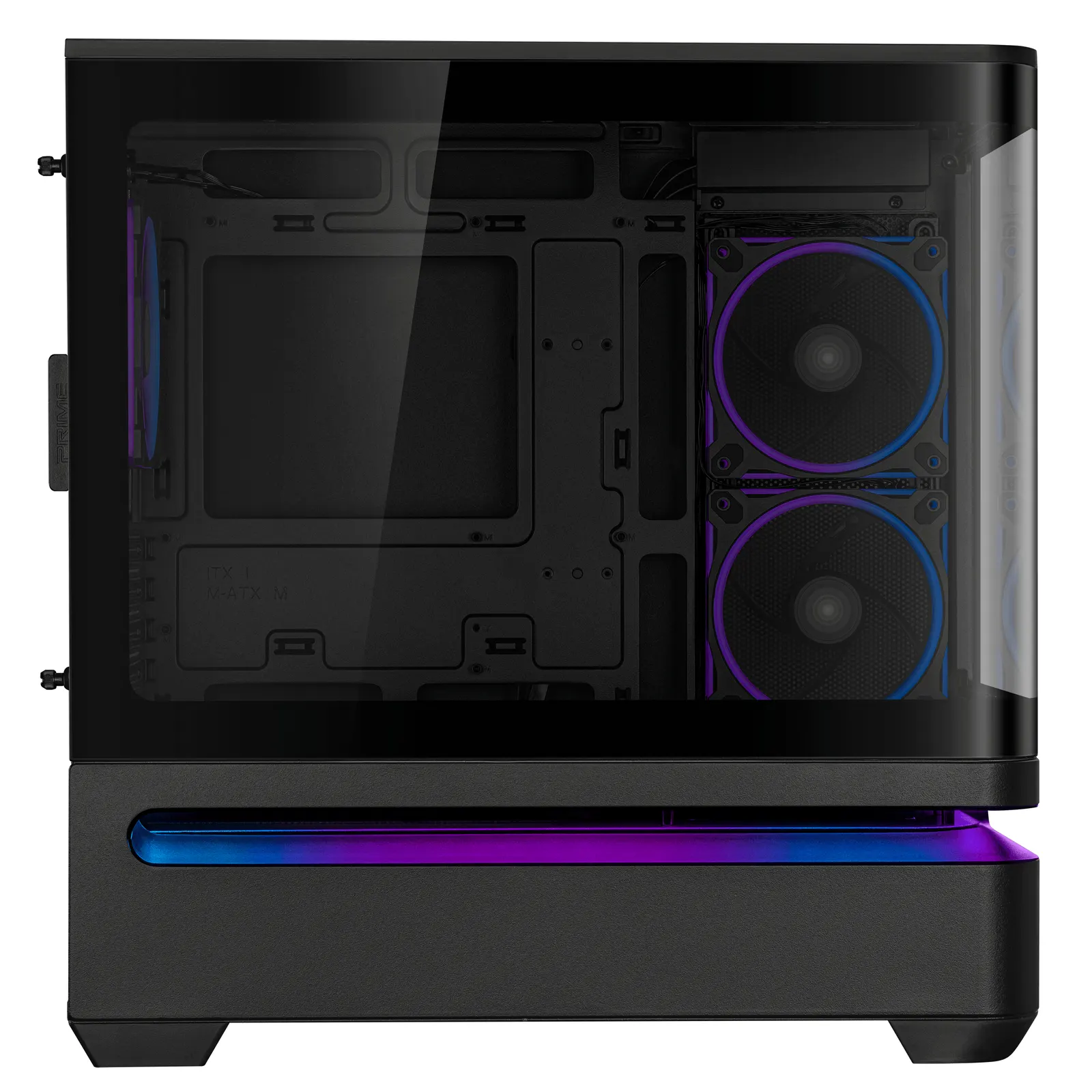 ქეისი ASUS Prime AP202 Tempered Glas, without PSU, 2xUSB3.2, 1xUSB Type-C, Tempered Glass side, mATX, Black 90DC00P0-B19000