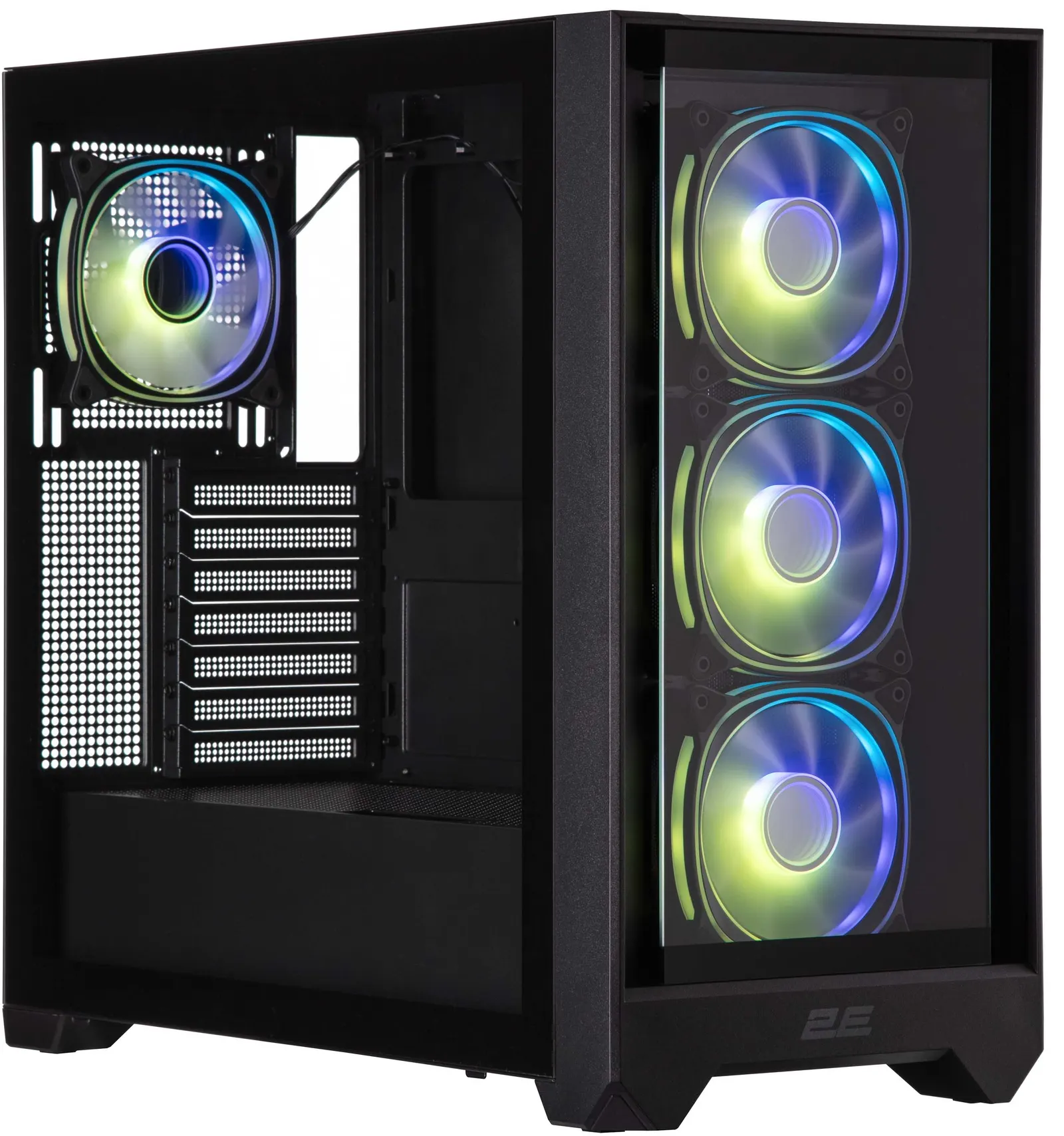 2E GAMING PC case Dominator Pro G2302B, without PSU, 2xUSB3.0, 1xUSBType-C, 4x120mm ARGB, VGA 380mm, LCS ready, controller with remote, TG Side