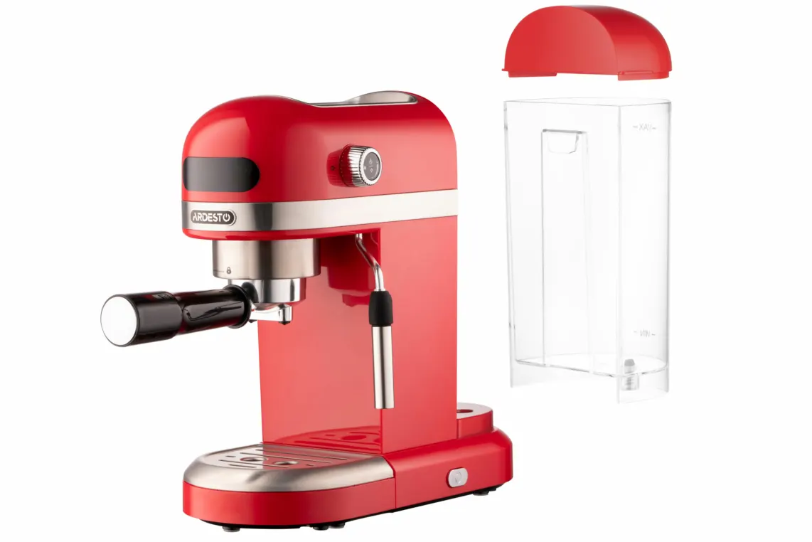 ყავის აპარატი Ardesto Coffe maker carob YCM-E1501, 1,4L, ground, hand capuchino maker, cup warmer, red