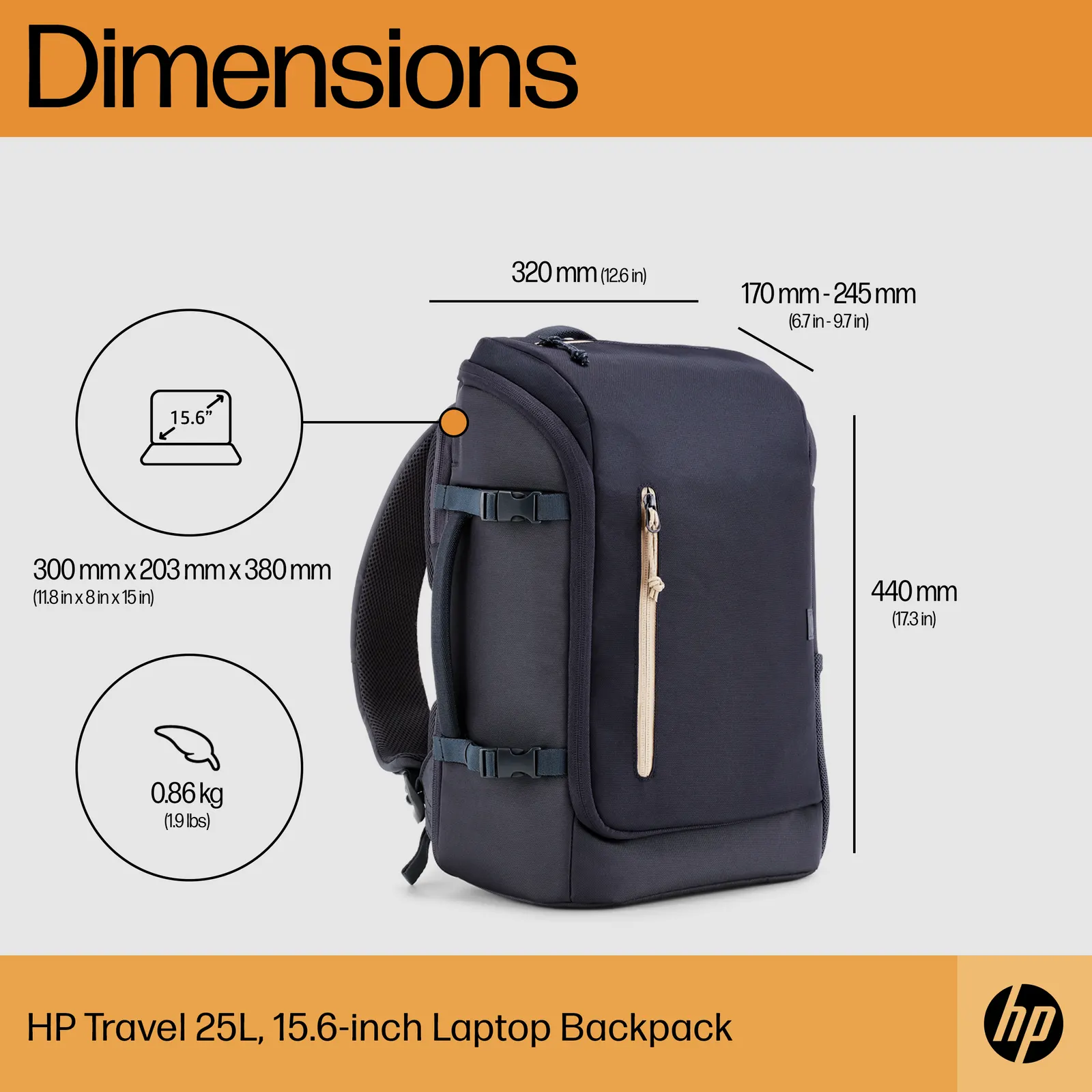 HP Travel 25 Liter 15.6 Iron Gray Laptop Backpack