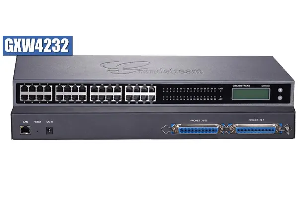 Grandstream GXW4232, 32 x RJ11 FXS ports and 2 x 50-pin Telco connector, 1 x 10M/100/1000 Mbps auto-sensing RJ45 port, G.711, G. 723, G.726
