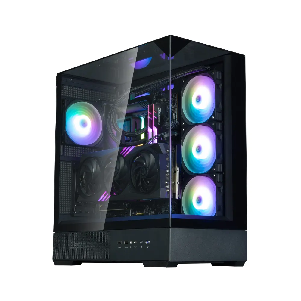 ქეისი Zalman PC case P40 Prism Plus without PSU, 2xUSB3.0, 1x Type C, 3x120mm ARGB Reverse, 1x120mm ARGB, VGA 420mm, LCS ready, TG Side/Front/Top Panel, ATX, black