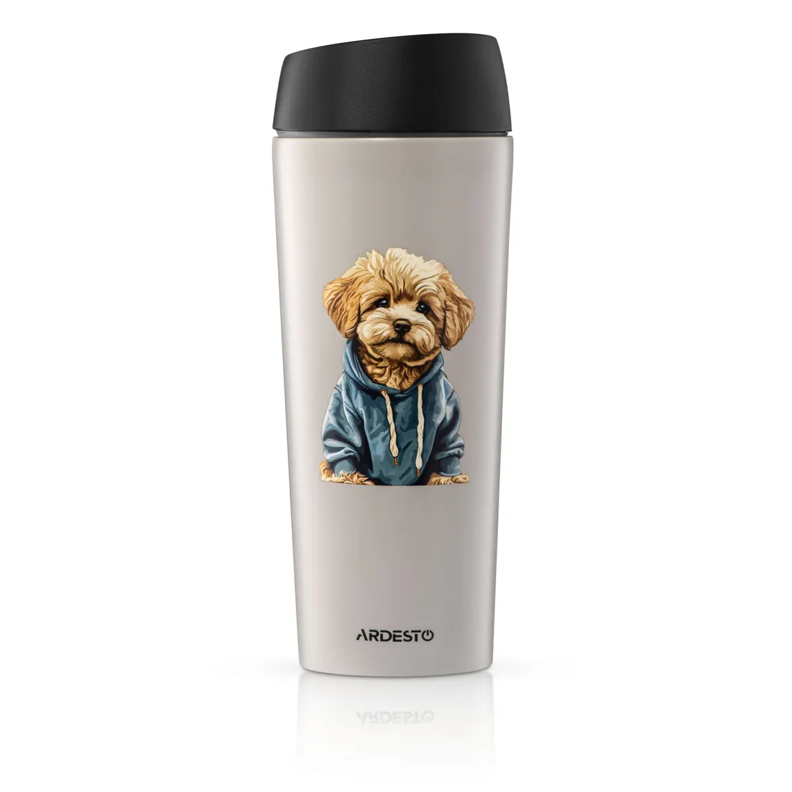 Ardesto Travel mug Coffee Time Maltipoo 450ml, stainless steel, beige