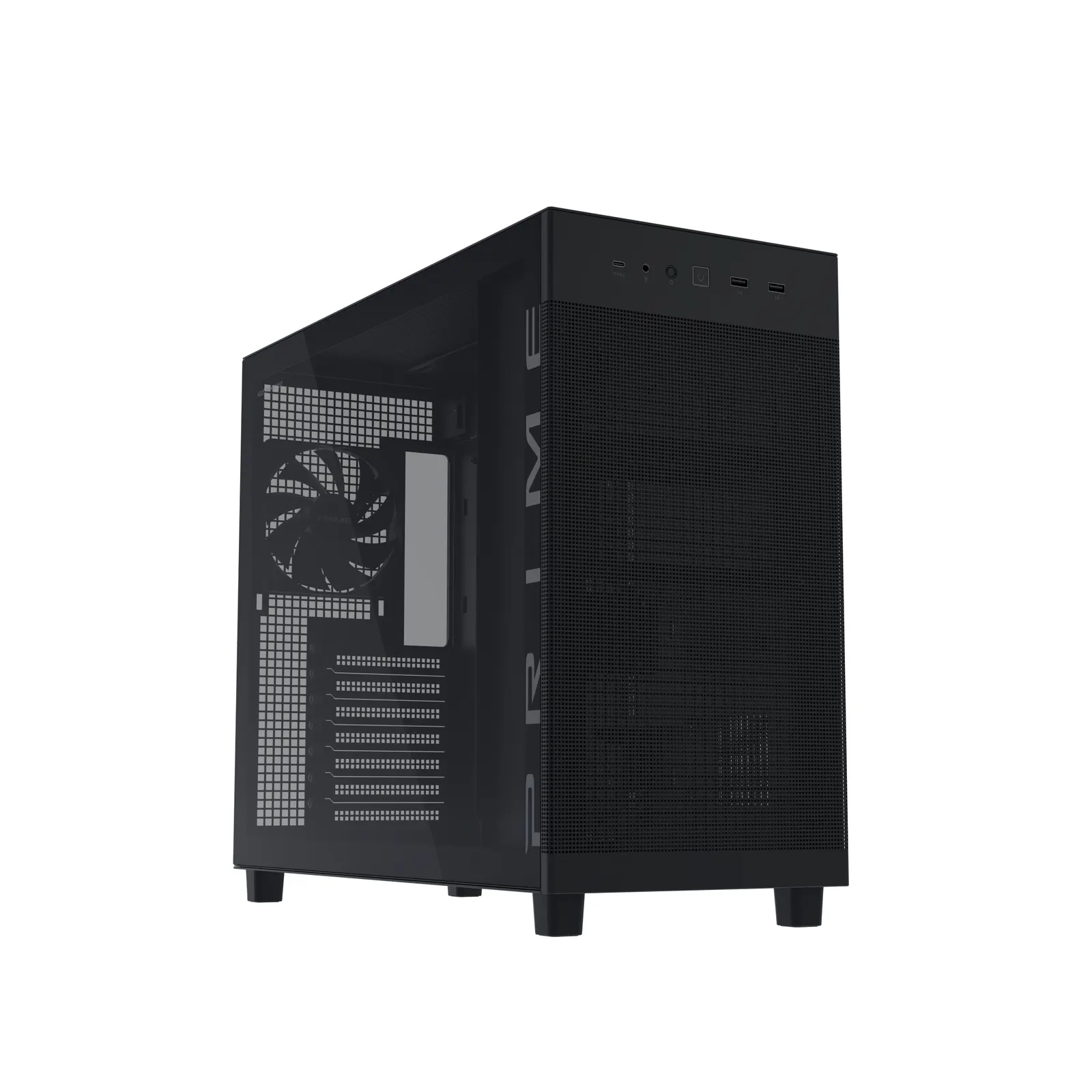 ქეისი ASUS Prime AP303 TG – Mid Tower | ATX/mATX/Mini-ITX | TG | 1×120mm Rear Fan | GPU 360mm | CPU Cooler 165mm | 360mm Radiator | Black
