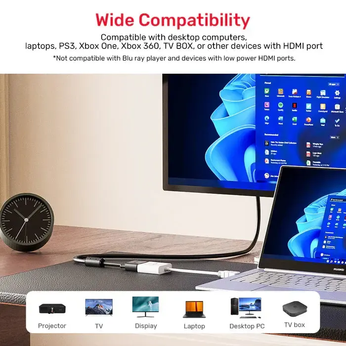 Y-6333C01, UNITEK, HDMI to VGA Adapter, Without Audio, Without Power Port, White