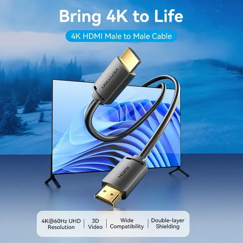 ALIBL, VENTION HDMI-A Male to Male 4K HD Cable PVC Type 10M Black