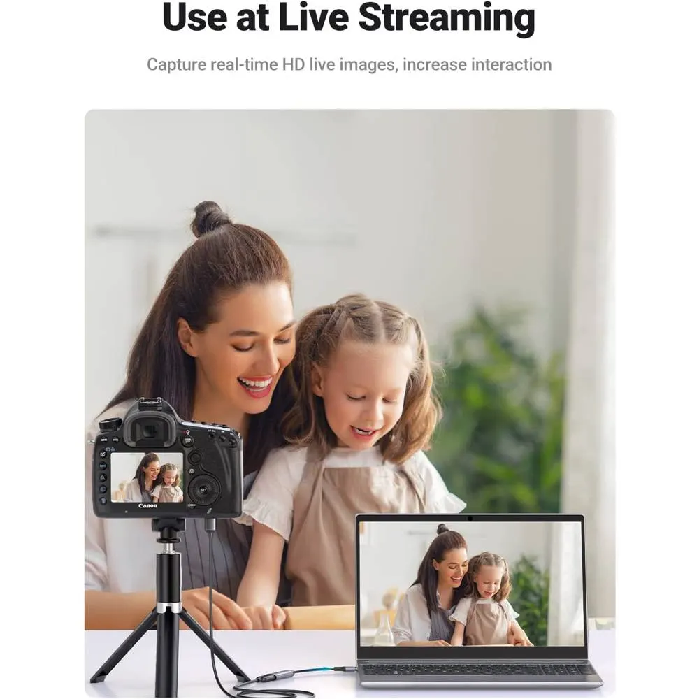Video Capture Card UGREEN CM489 (40189), 4K HDMI to USB/Type-c, HDMI Video Grabber Box for Live Stream, Silver