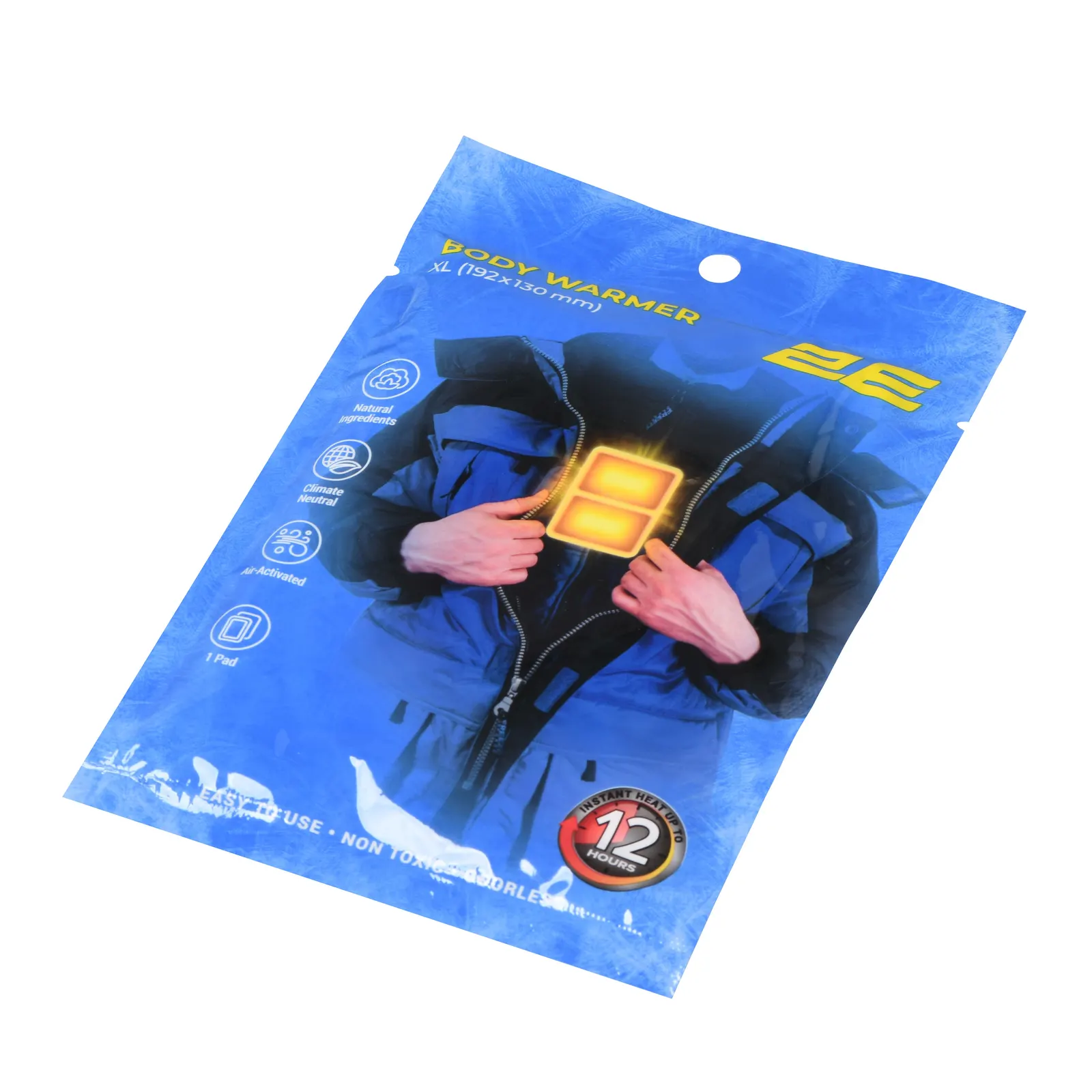 სათბობი 2E Chemical body warmer size XL (192x130mm), adhesive, up to 12 hours - 20 pcs