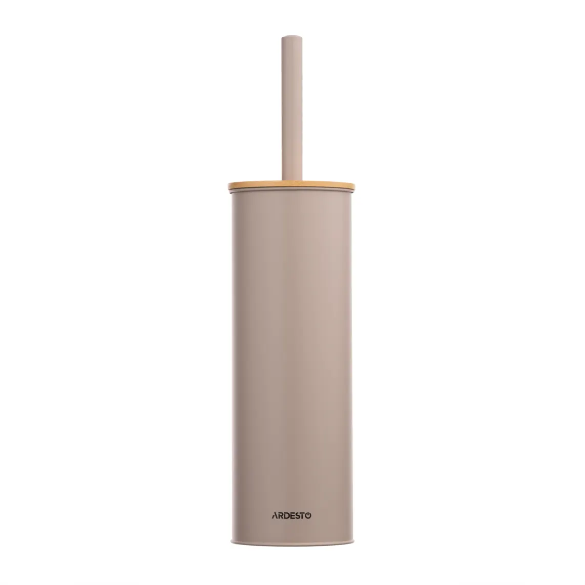 Toilet brush set with stand Ardesto Minimalism, 9.5x27.5/38cm, metal, polypropylene, bamboo, beige