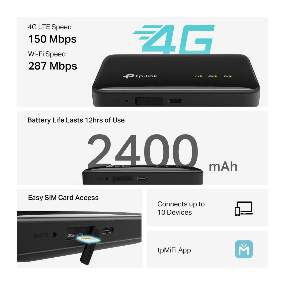 LTE როუტერი TP-LinkM7005, Router, 4G LTE Mobile Wi-Fi