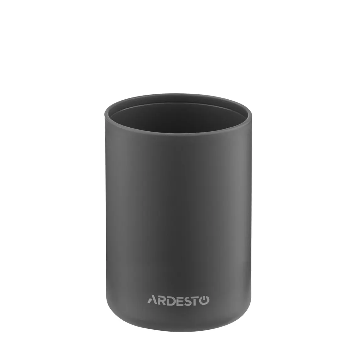 ARDESTO Bathroom set Minimalism 360ml, 3 items, polypropylene, bamboo, dark grey