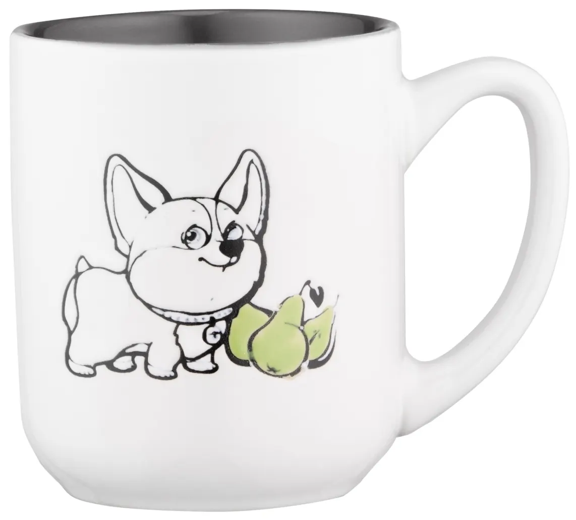 კათხა Mug ARDESTO Corgi, 380ml, ceramic, white-gray