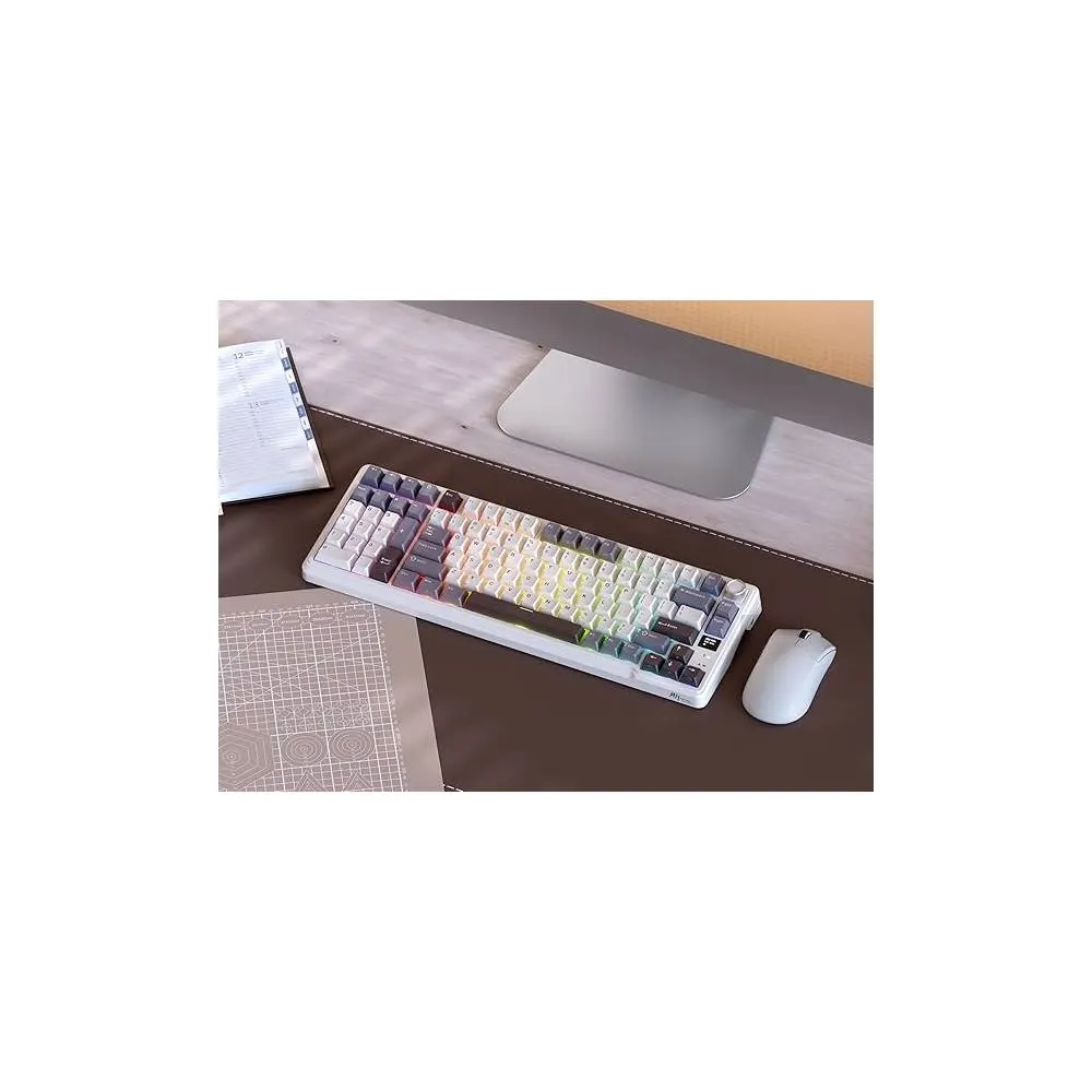 Royal Kludge RK L98 RGB Mechanical Keyboard, Cream Switch, Hot Swappable, Wireless, Type-C, Bluetooth, 2.4GHz, Sandalwood Brown