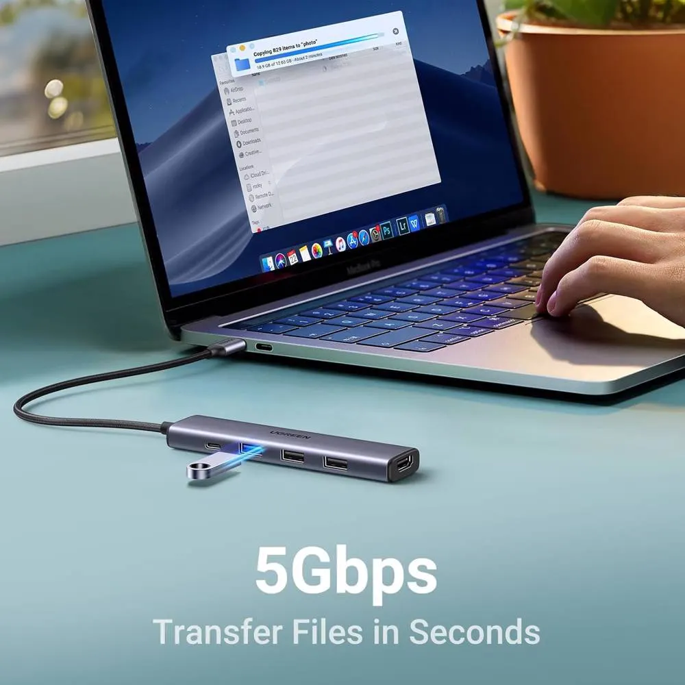 USB-C ჰაბი UGREEN CM478 (15495) Revodok 105, Type-C, USB, HDMI, PD, Hub, Grey