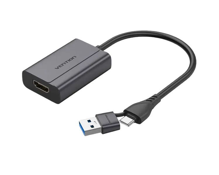 ადაპტერი Vention ACYHB FHD/60Hz USB/USB-C to HDMI Converter 0.15m Gray