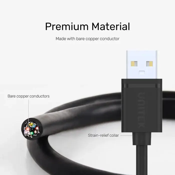 USB დამაგრძელებელი Y-C442GBK, UNITEK, 1.5M USB 2.0 USB-A (M) to USB-A (M) Cable
