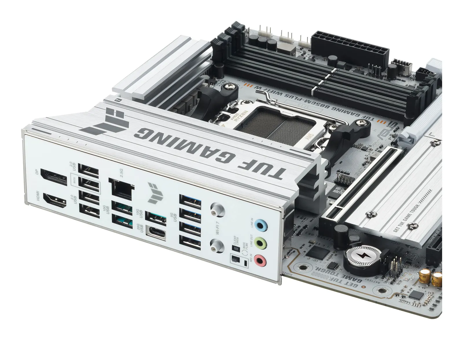 დედაპლატა ASUS Motherboard TUF GAMING B850M-PLUS WIFI7 W sAM5 B850 4xDDR5 M.2 HDMI DP Wi-Fi BT mATX white