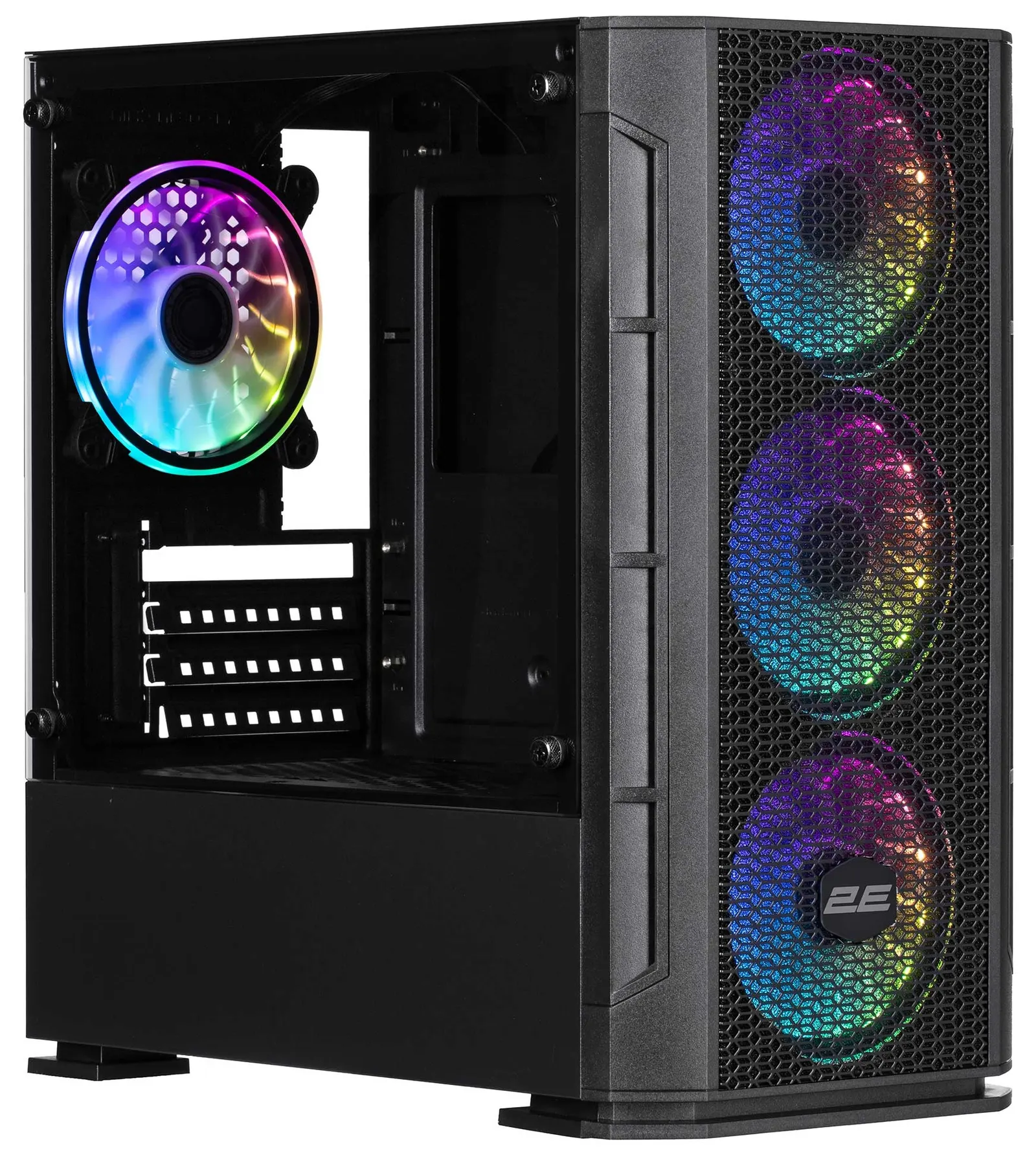 ქეისი 2E GAMING Computer case CALLEO (GB700) MiniT, Micro ATX,Mini ITX,2xUSB2.0,1xUSB3.0,4x120mm ARGB, TG (side panel), without PSU, black