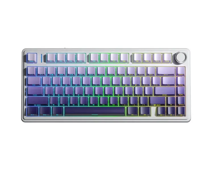 კლავიატურა AULA F75 Pro RGB Wireless Mechanical Keyboard Glacier White/Gradient Purple (Star Vector Switch)