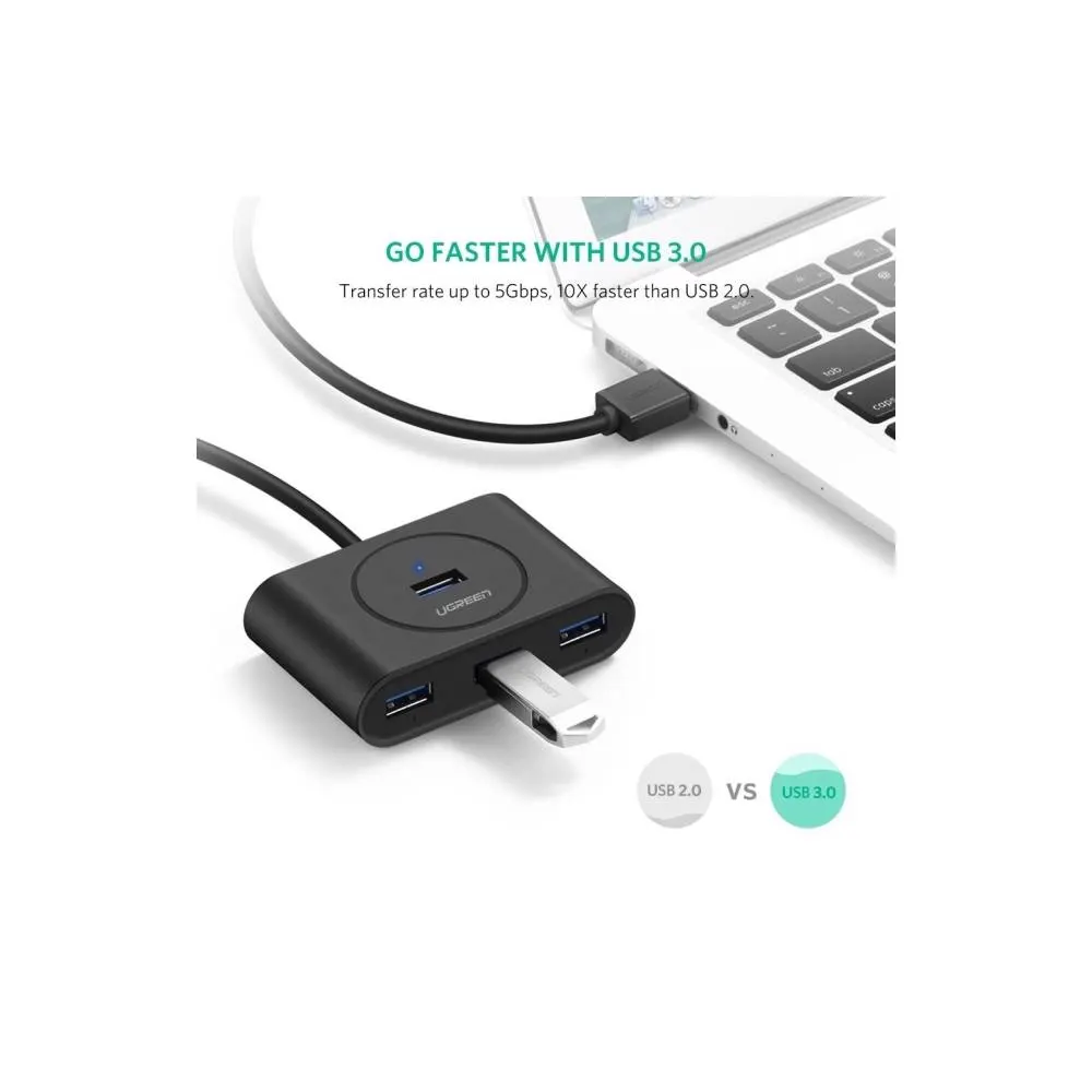 UGREEN CR113 (20291) NEW USB 3.0 4 Ports Hub with 2.0 OTG Black 1M
