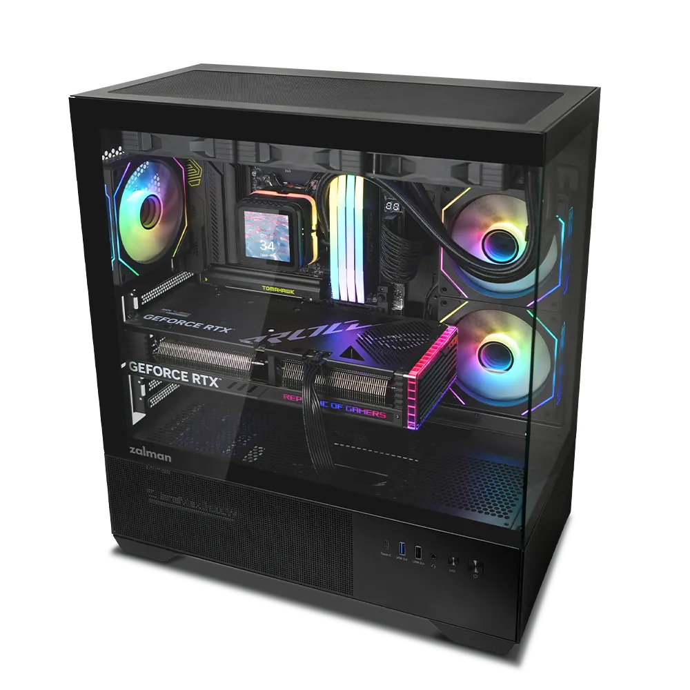 ქეისი Zalman PC case Chronix V2 without PSU, 1xUSB3.0, 1xUSB2.0, 1x Type C, 2x120mm ARGB Reverse, 4x120mm ARGB, VGA 410mm, LCS ready, TG Side/Front Panel, ATX, black