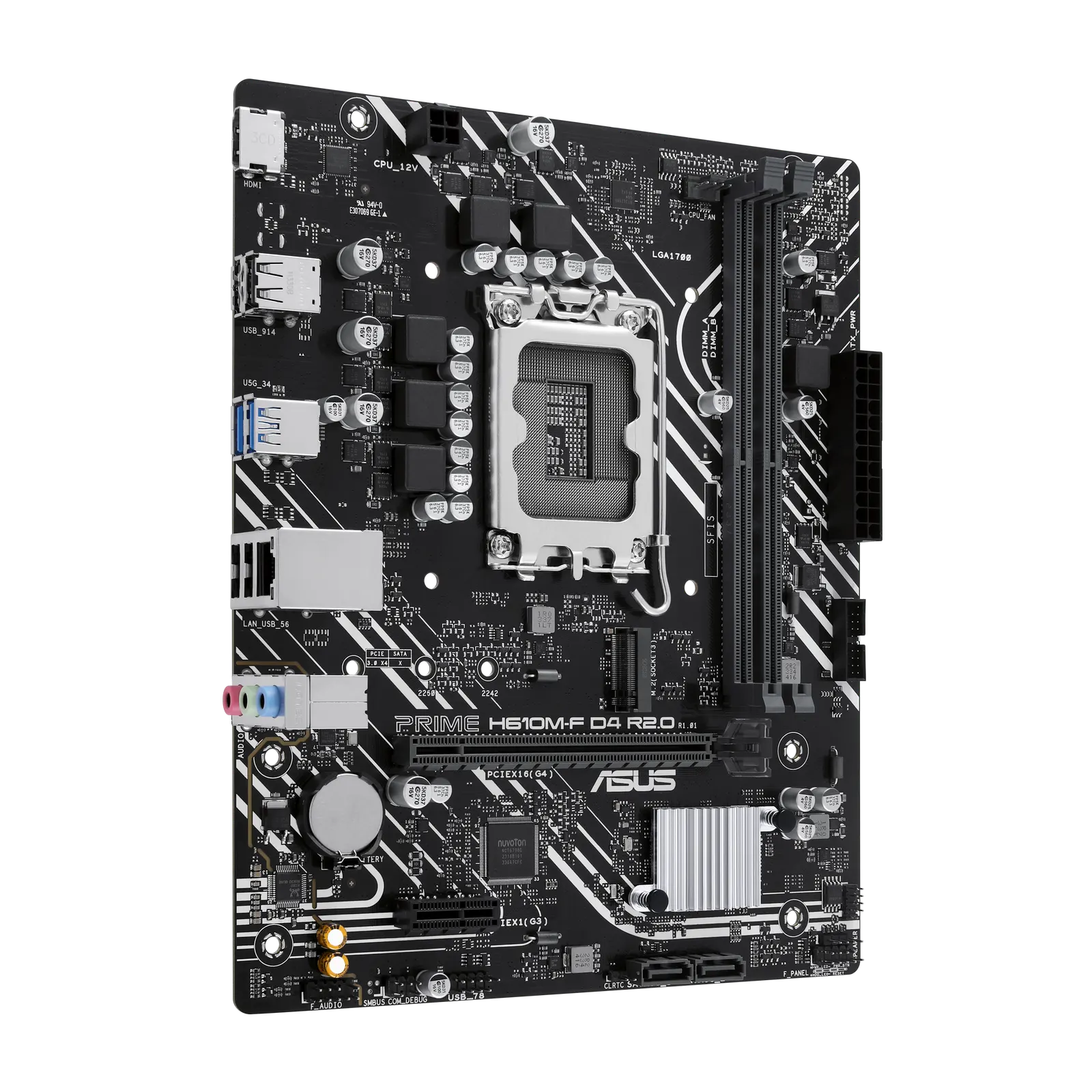 ASUS, PRIME H610M-F D4 R2.0, Motherboard, LGA1700 micro-ATX DDR4, PCIe 4.0, 1x M.2, 2x SATA, HDMI