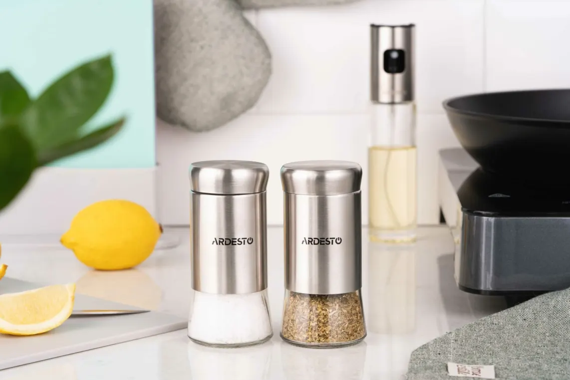 Ardesto Spices Shakers Set Gemini, 2 pcs, stainless steel, glass