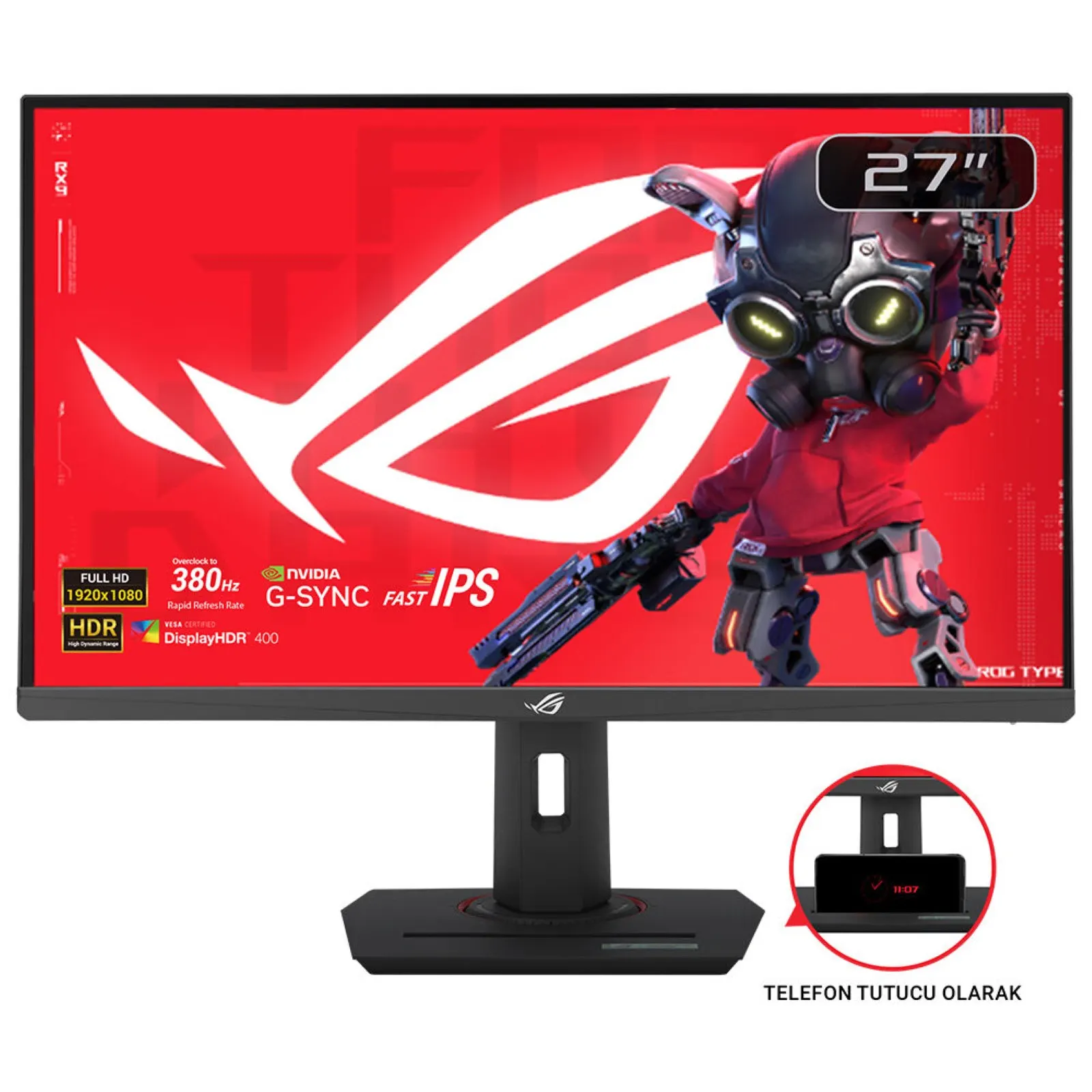 Asus Monitor 27" ROG Strix XG279CNS HDMI, DP, USB-C, IPS, 380Hz, 0.3ms, sRGB 110%, AdaptiveSync, Pivot, HDR400