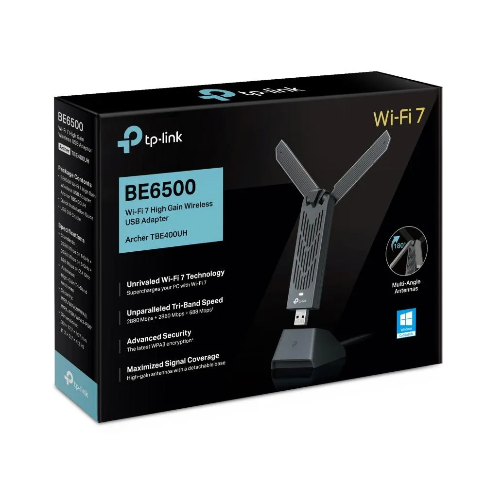 TP-Link, Archer TBE400UH, BE6500 Wi-Fi 7 High Gain Wireless USB Adapter