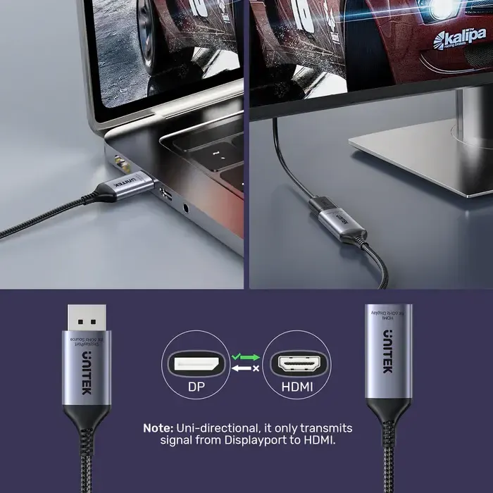 HDMI კაბელი V1611A, UNITEK, Adapter, DisplayPort to HDMI Female Adapter 8K 60Hz .