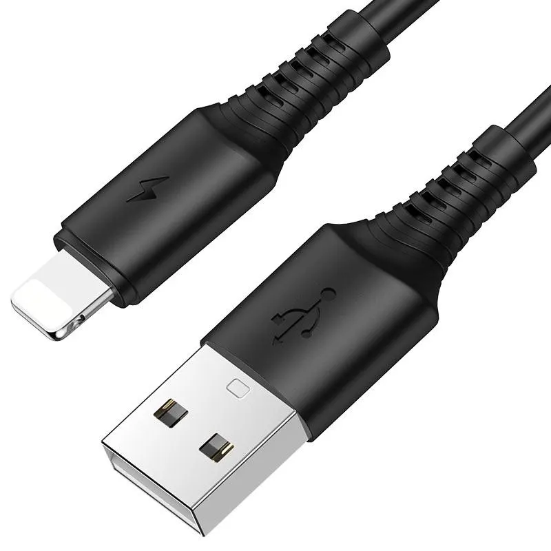Lightning კაბელი KD-USB3010BK,KINGDA fast charging cable,1m USB to Litning - with nylon brading,high quality,black,