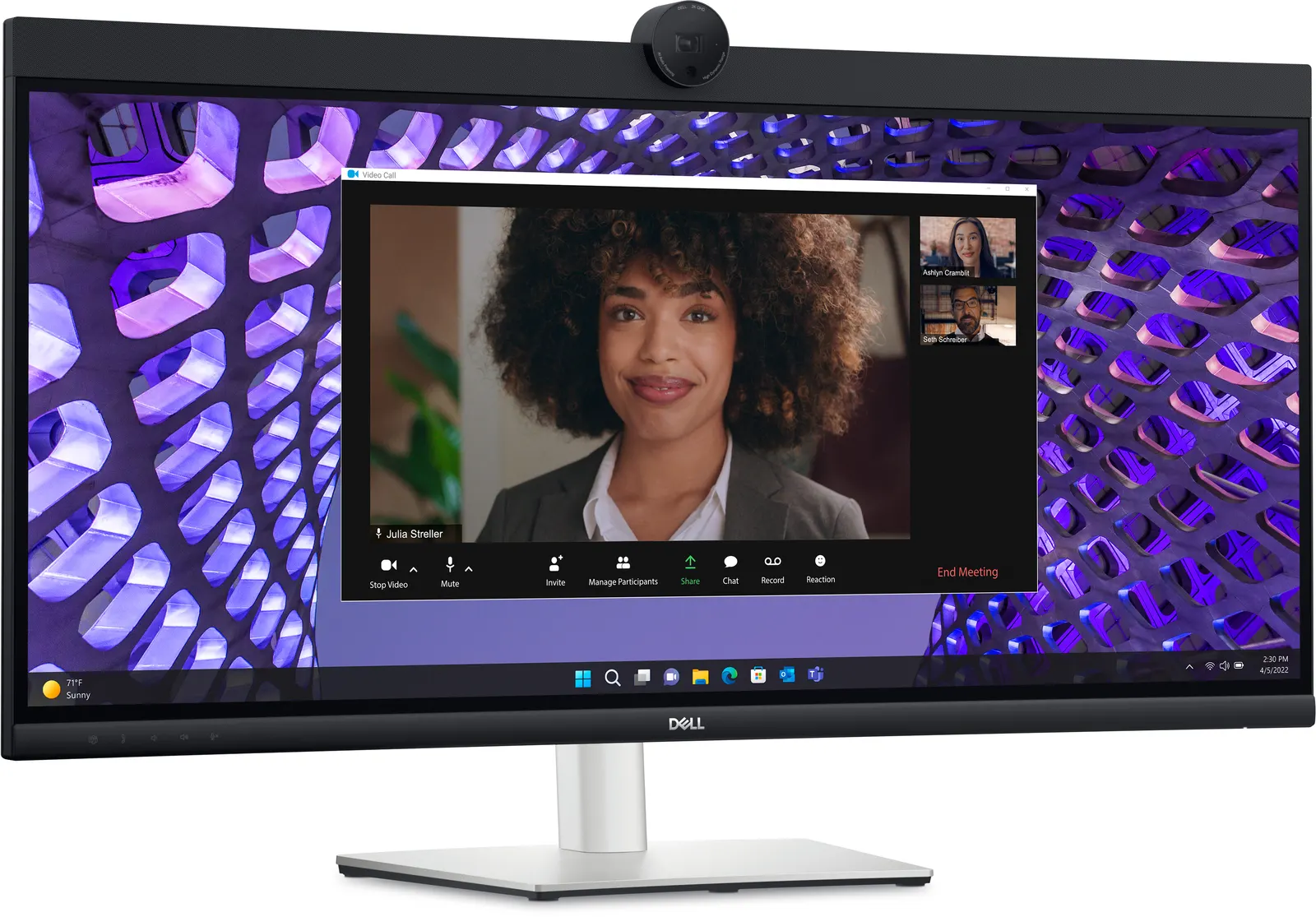 მონიტორი Dell 34" Curved Monitor P3424WEB, IPS WQHD 3440x1440, 3800R, 21:9, 300cd/m, 5ms, HDMI, DP, USB-C PD, 1 x RJ45, 4xUSB, Cam&Mic, Black, 3YrW