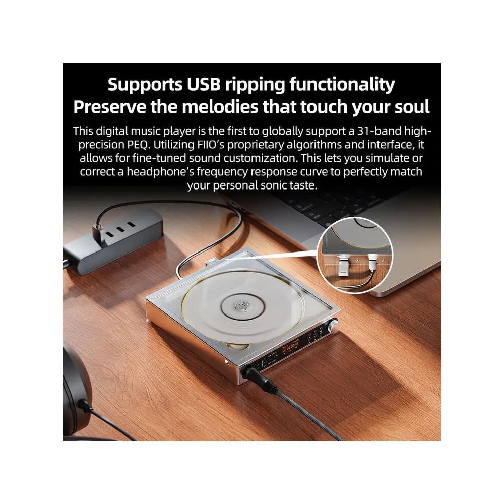 CD პლეერი FiiO DM15 R2R DAC Portable Bluetooth CD Player Hi-Res Silver