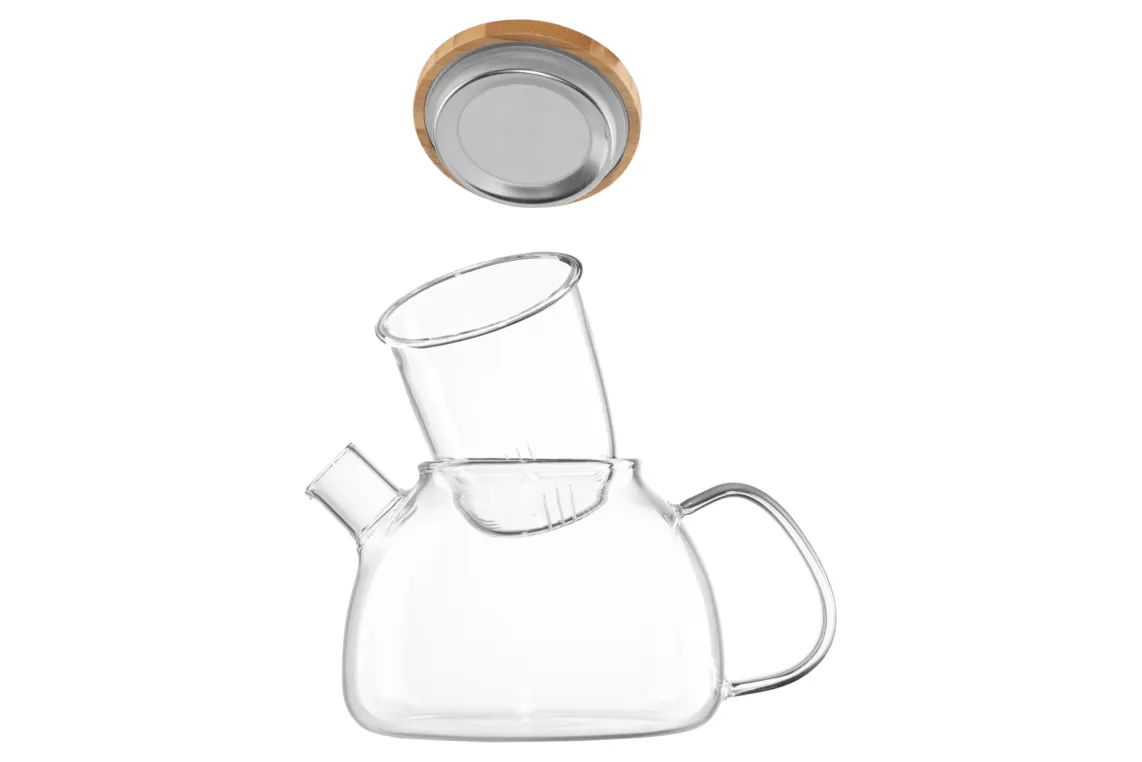 ჩაიდანი Ardesto Teapot, 1000ml, borosilicate glass, bamboo, transparent
