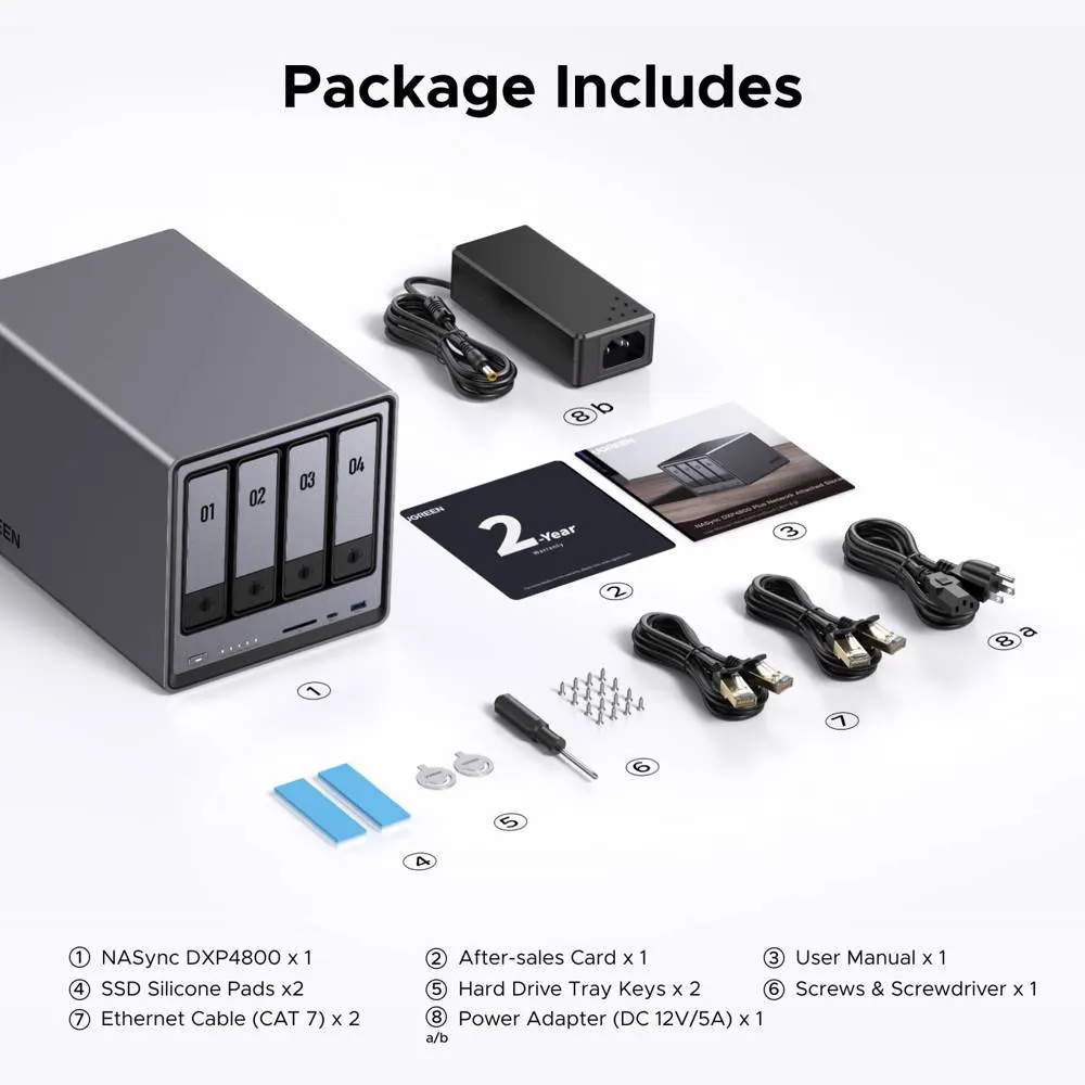 Storage system UGREEN NASync DXP4800 (25372B), Intel N100, 8GB, Diskless, RJ45, USB, Type-C, HDMI, Space Gray