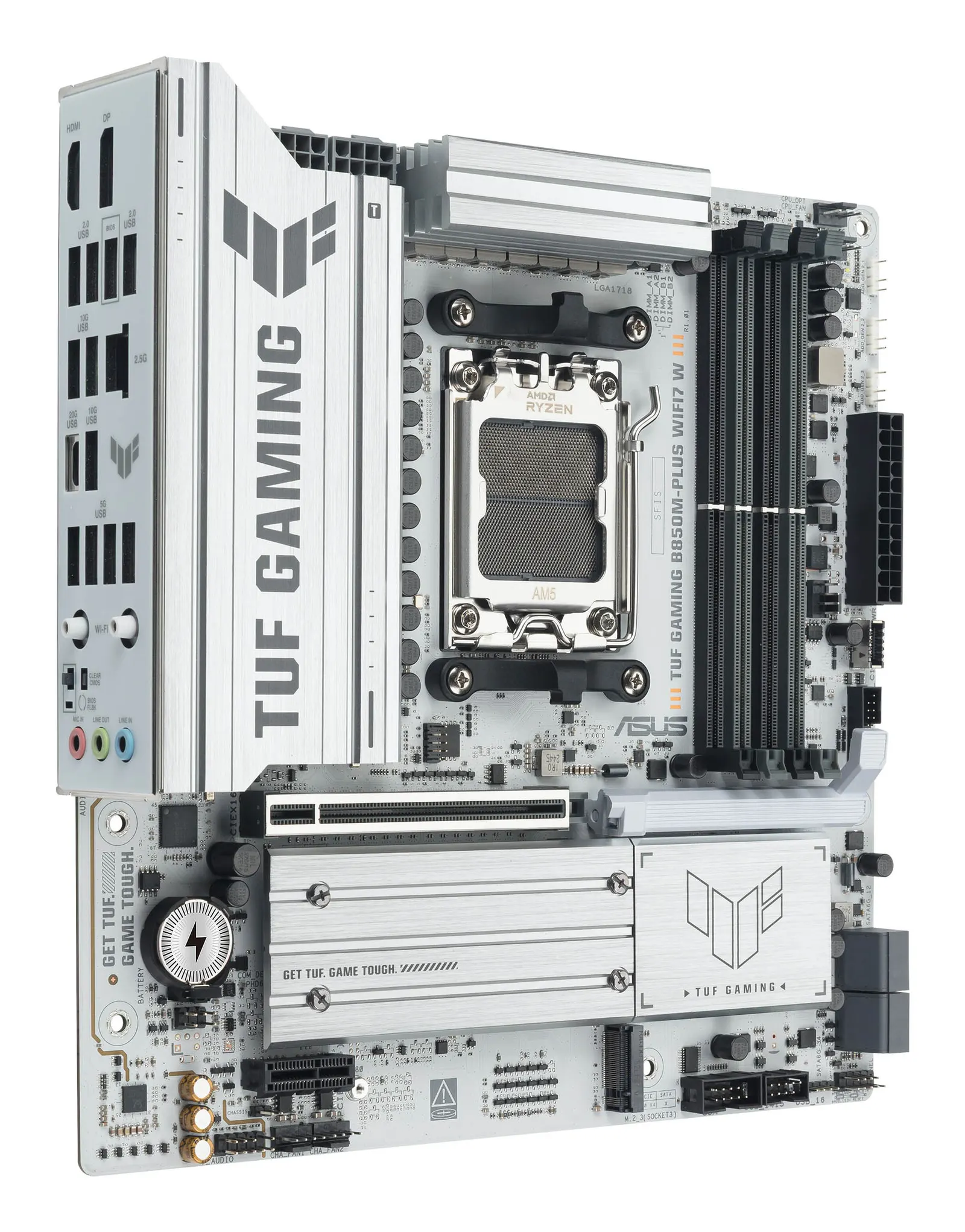 დედაპლატა ASUS Motherboard TUF GAMING B850M-PLUS WIFI7 W sAM5 B850 4xDDR5 M.2 HDMI DP Wi-Fi BT mATX white