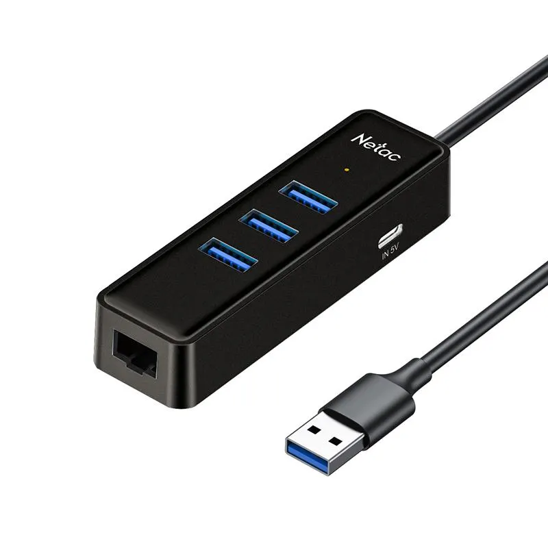 USB ჰაბი WF12 , NETAC, USB Adapter, Netac WF12 USB 3.0 Hub with RJ45.