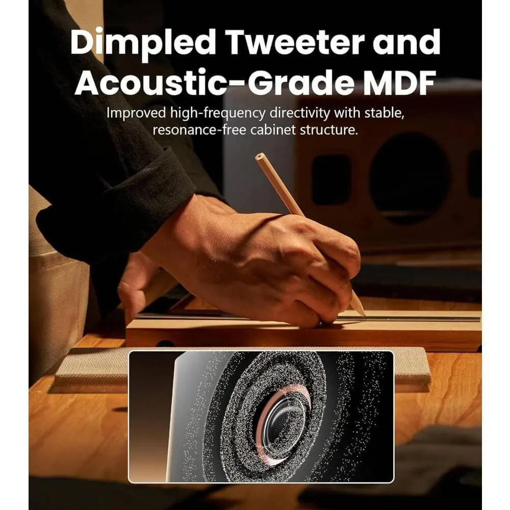 დინამიკი Edifier MR5, 110W, XLR, 6.35 mm TRS, RCA, AUX, Tri-amped Powered Studio Monitor Speakers, Black