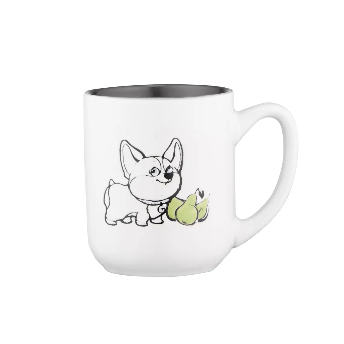 კათხა Mug ARDESTO Corgi, 380ml, ceramic, white-gray