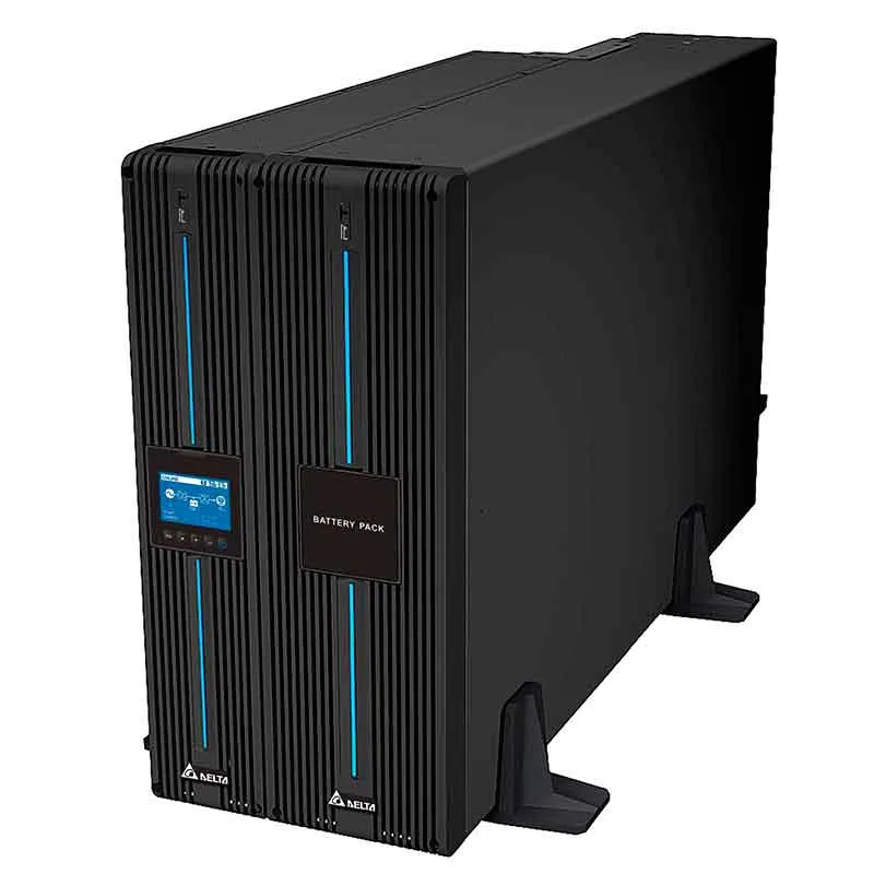 On-Line ტიპის UPS Delta Electronics RT 10kVA, 1:1, 230V, PF unity, default charging current 1.5A, inbuilt 20x9Ah batteries, with MBB