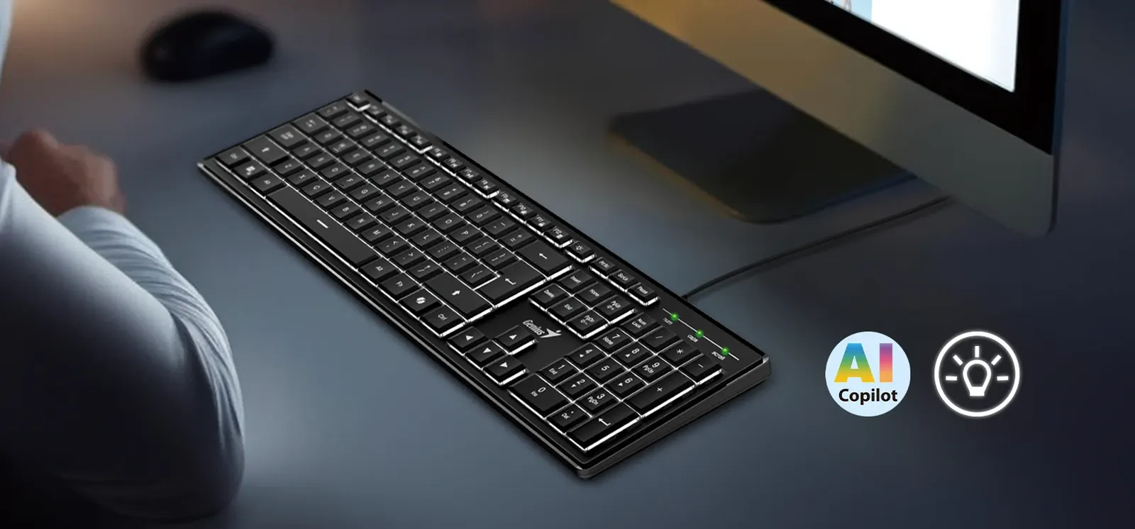 კლავიატურა Genius, SlimStar 820, AI Copilot Key, Keyboard, Black