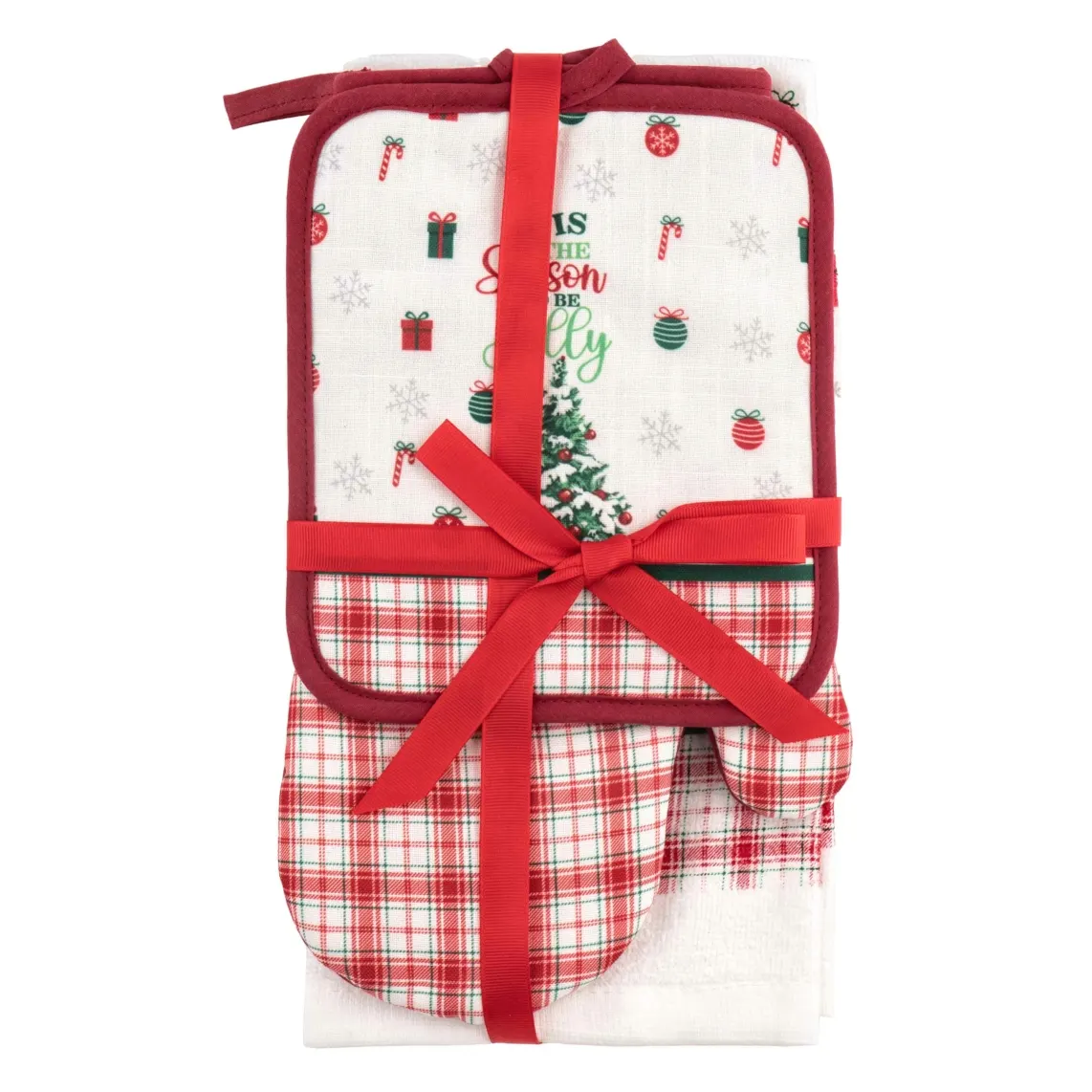 Ardesto Kitchen gift set Christmas Tree, 3pcs, 100% cotton (towel), 100% polyester (pot holders), green