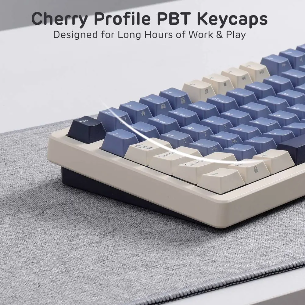 კლავიატურა Royal Kludge RK S85 RGB Mechanical Keyboard, Cloud switch, Hot Swappable, Wireless, Type-C, Bluetooth, 2.4GHz, Horizon Blue
