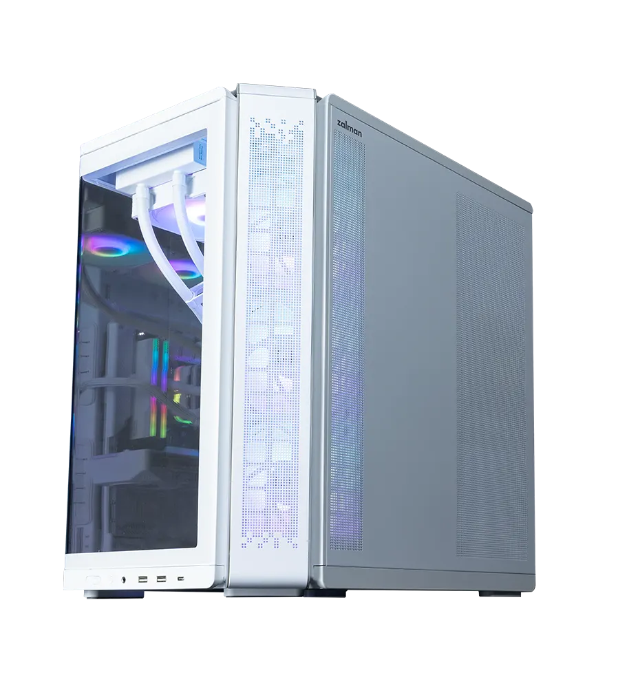 ქეისი Zalman PC case P60 without PSU, 2xUSB3.0, 1x Type C, 3x120mm ARGB Reverse, 2x120mm ARGB, VGA 435mm, LCS ready, Curved Tempered Glass, Dual Chamber, ATX, white