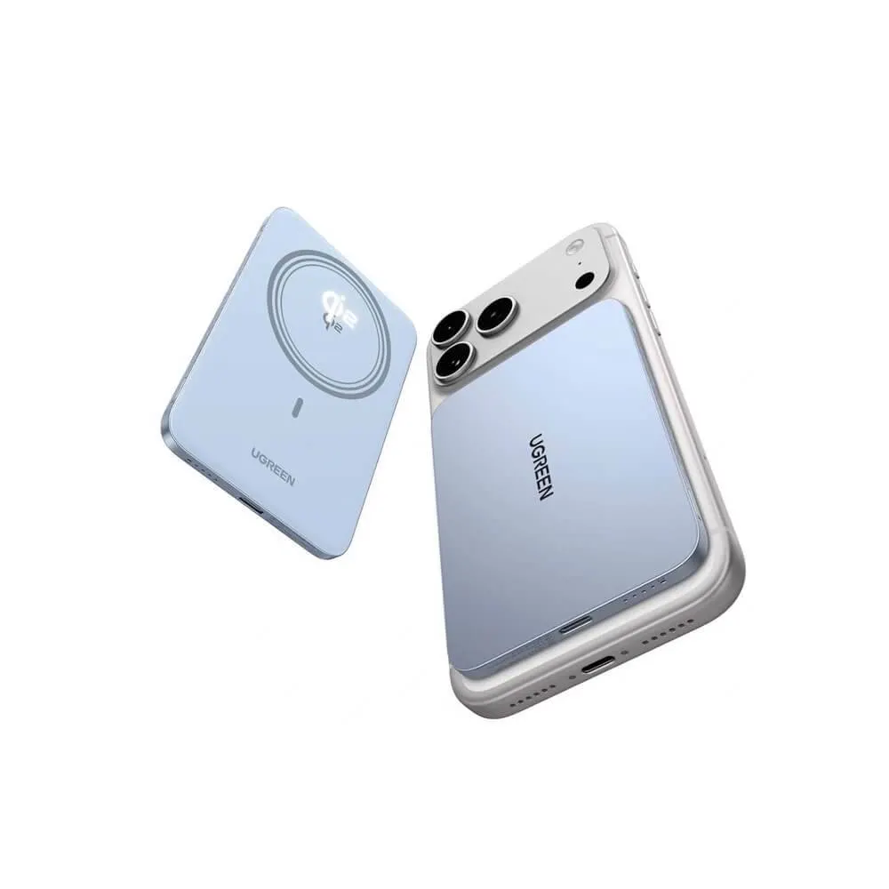 პორტატული დამტენი UGREEN PB580 (65840B), 5000mAh, Type-C, Magnetic Wireless Power Bank, Light Blue