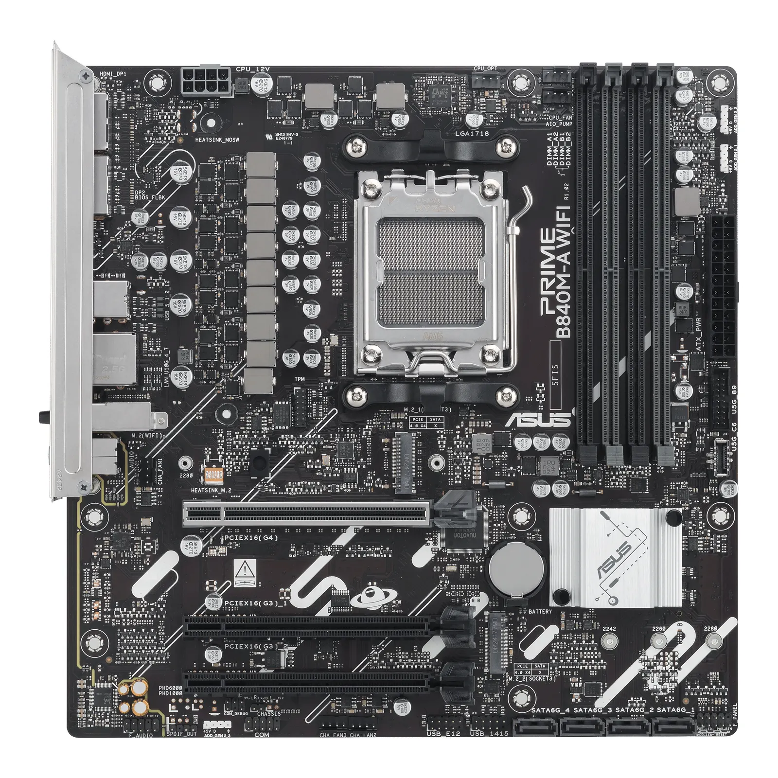 დედაპლატა ASUS Motherboard PRIME B840M-A WIFI sAM5 B840 4xDDR5 M.2 HDMI DP Wi-Fi BT mATX