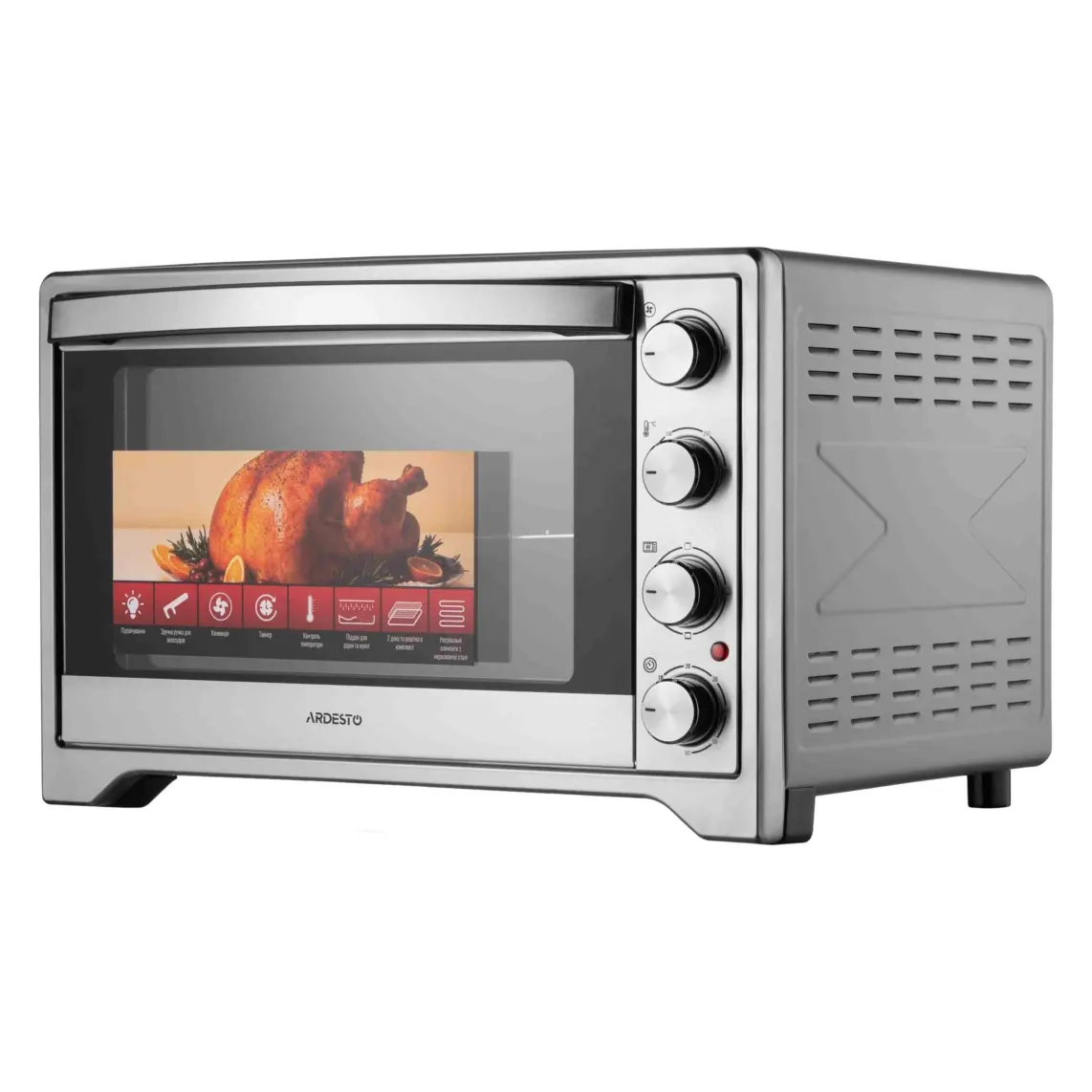ARDESTO Electric oven , 60L, 2200W, mech., convection, double glass, grey