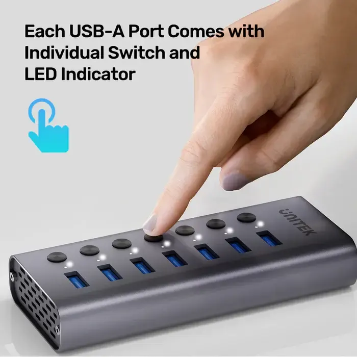 H1314A, UNITEK, USB HUB, 7-in-1 USB-C 5Gbps Hub.