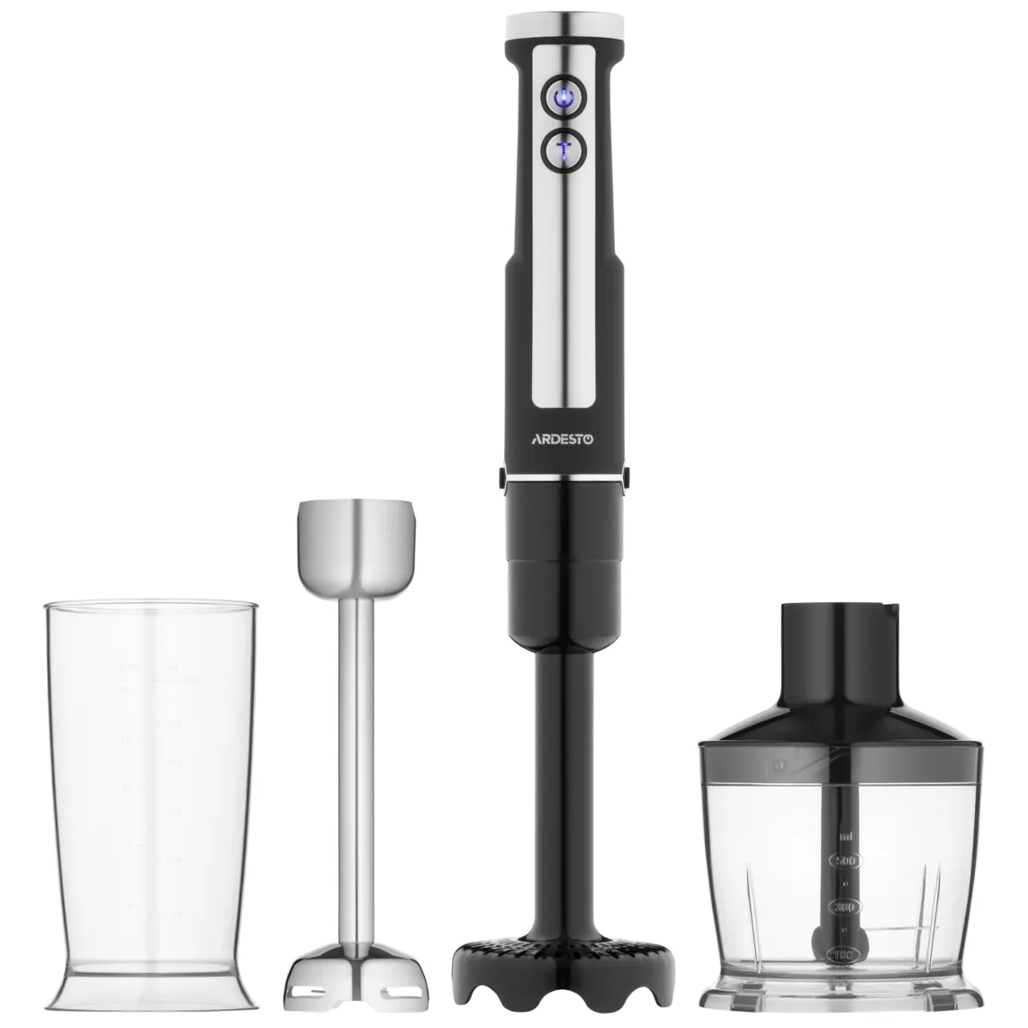 Ardesto submersible blender 1000W, 3in1, bowl-600ml, chopper-500ml, black-silver
