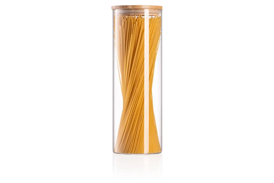შუშის ქილა Ardesto Jar Midori, 1300ml, glass, bamboo, round, transparent